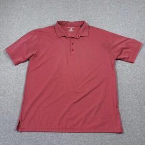 Horn Legend Mens Sz L Red White Stripe Performance Luxury Golf Polo Shirt